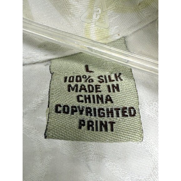 Tommy Bahama Men's Large Silk Beige Short Sleeve Button Up Shirt Floral - Picture 7 of 9